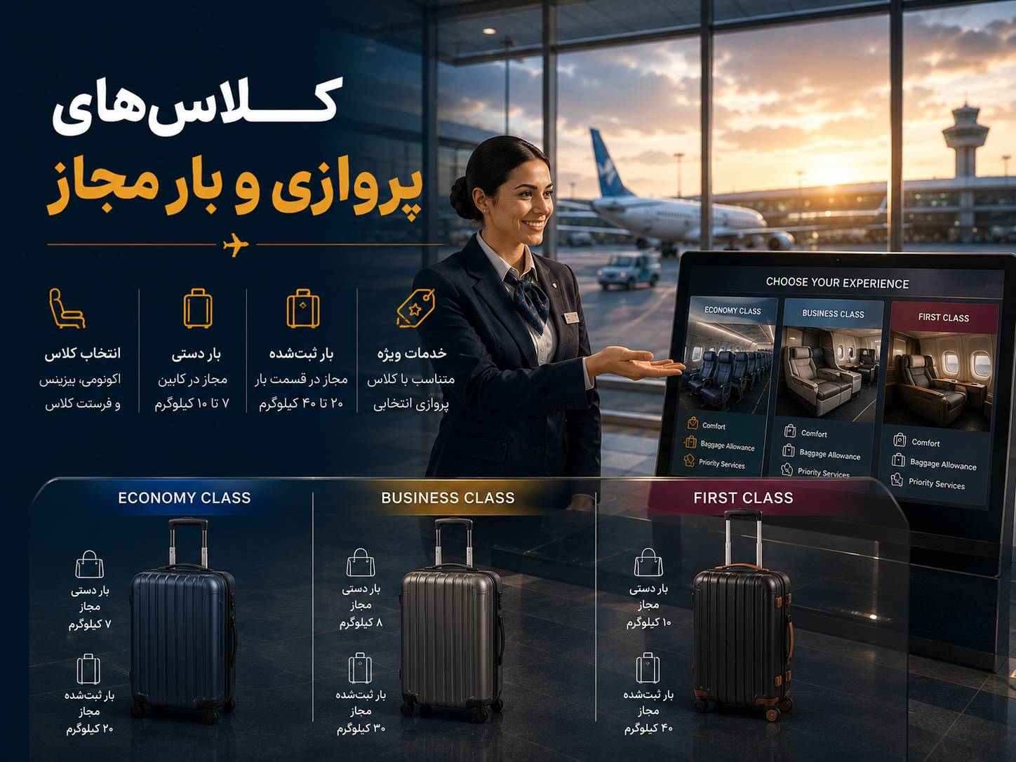 کلاس های پروازی و بار مجاز